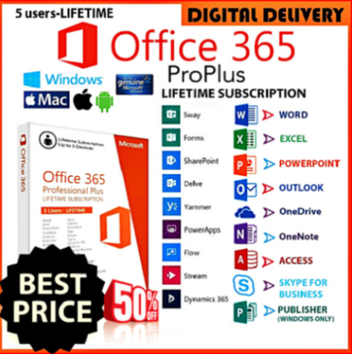MC OFFICE 365 2019 PRO  PLUS LIFETIME ACC with your own Name 5 PCS MAC WIN 5 TB CLOUD🔥🔥